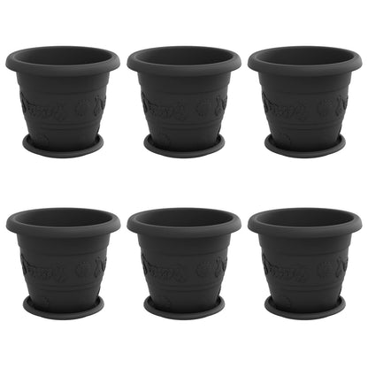 Macetas 6 Uds. Negro Ø 26 X 21.5 Cm Plástico_0