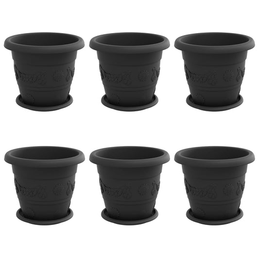 Macetas 6 Uds. Negro Ø 26 X 21.5 Cm Plástico_0