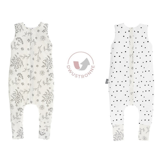 Saco De Dormir Con Pies Reversible T-s Jersey Algodón Black Dots_0