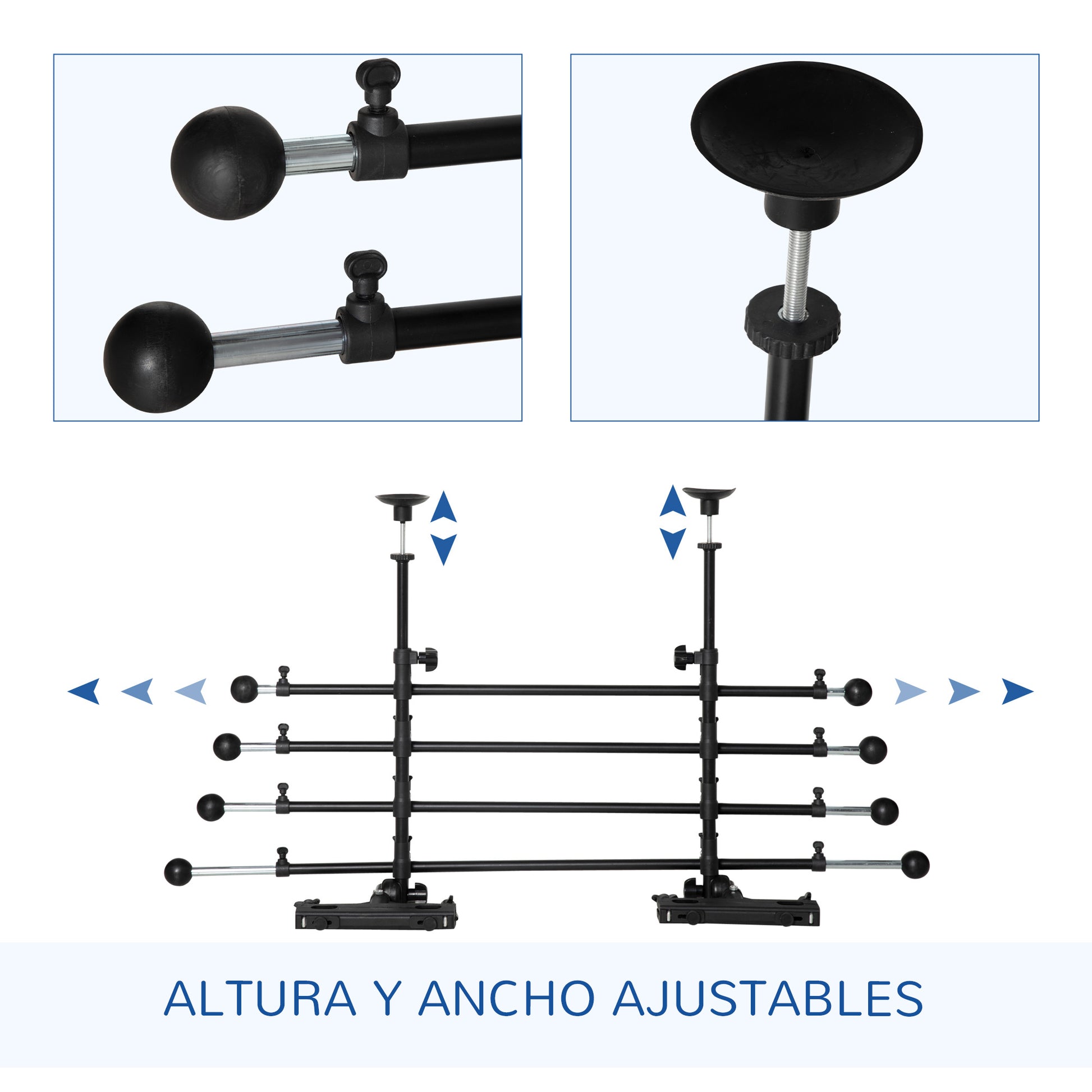 Pawhut Reja Seguridad Coche Para Perros Ajustable En Ancho Altura 85-140x40-50cm_5