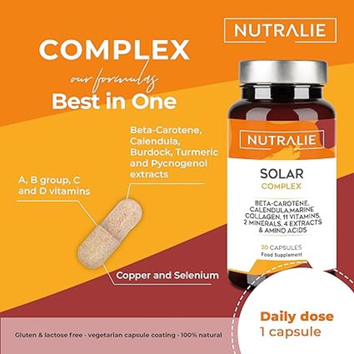 Nutralie Complexo Solar com Bronzeamento e Colagénio Protetor 30 cápsulas