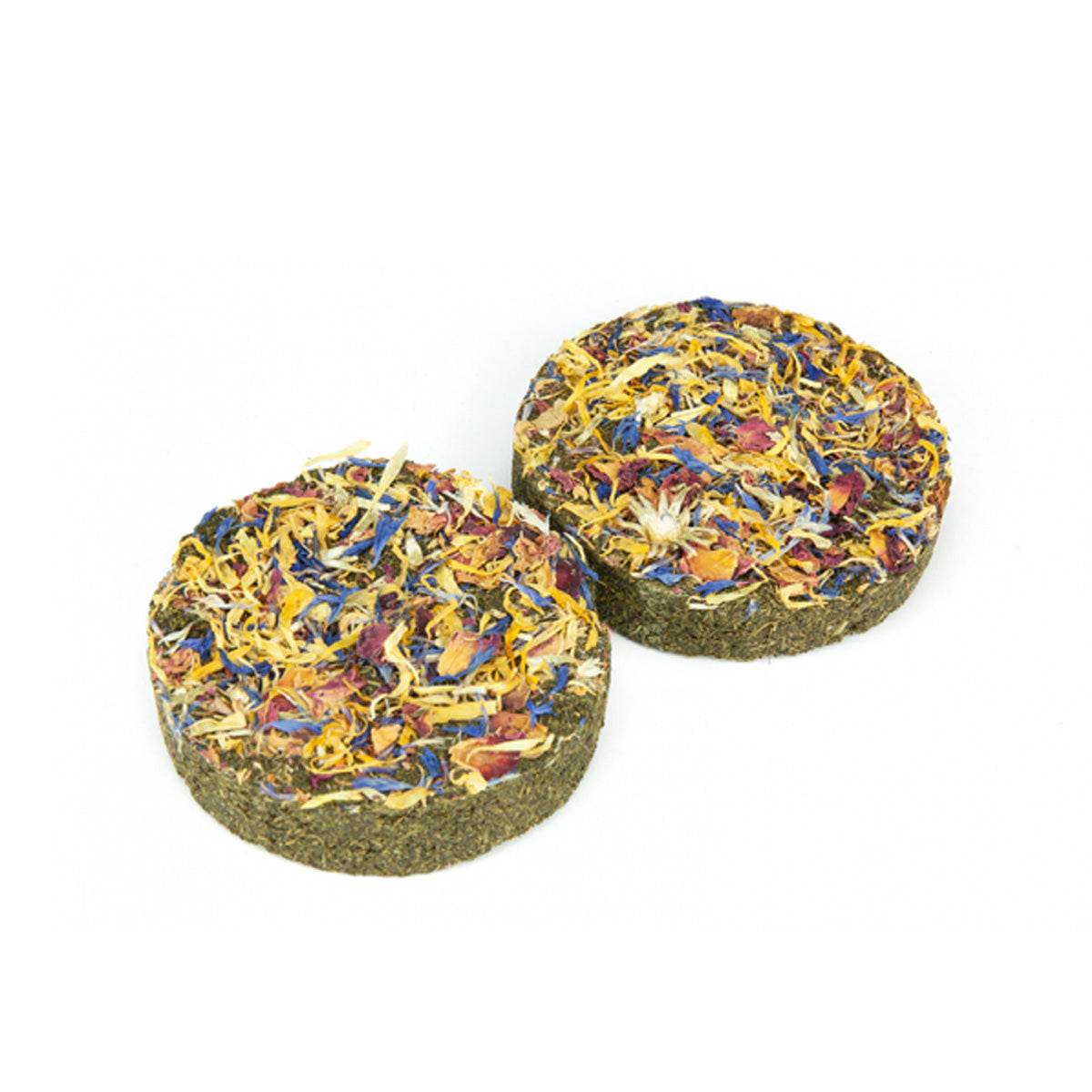 Tártaro de flores: calêndula, centáurea azul e pétalas de rosa Ribero. Petisco de sushi para coelhos e roedores.