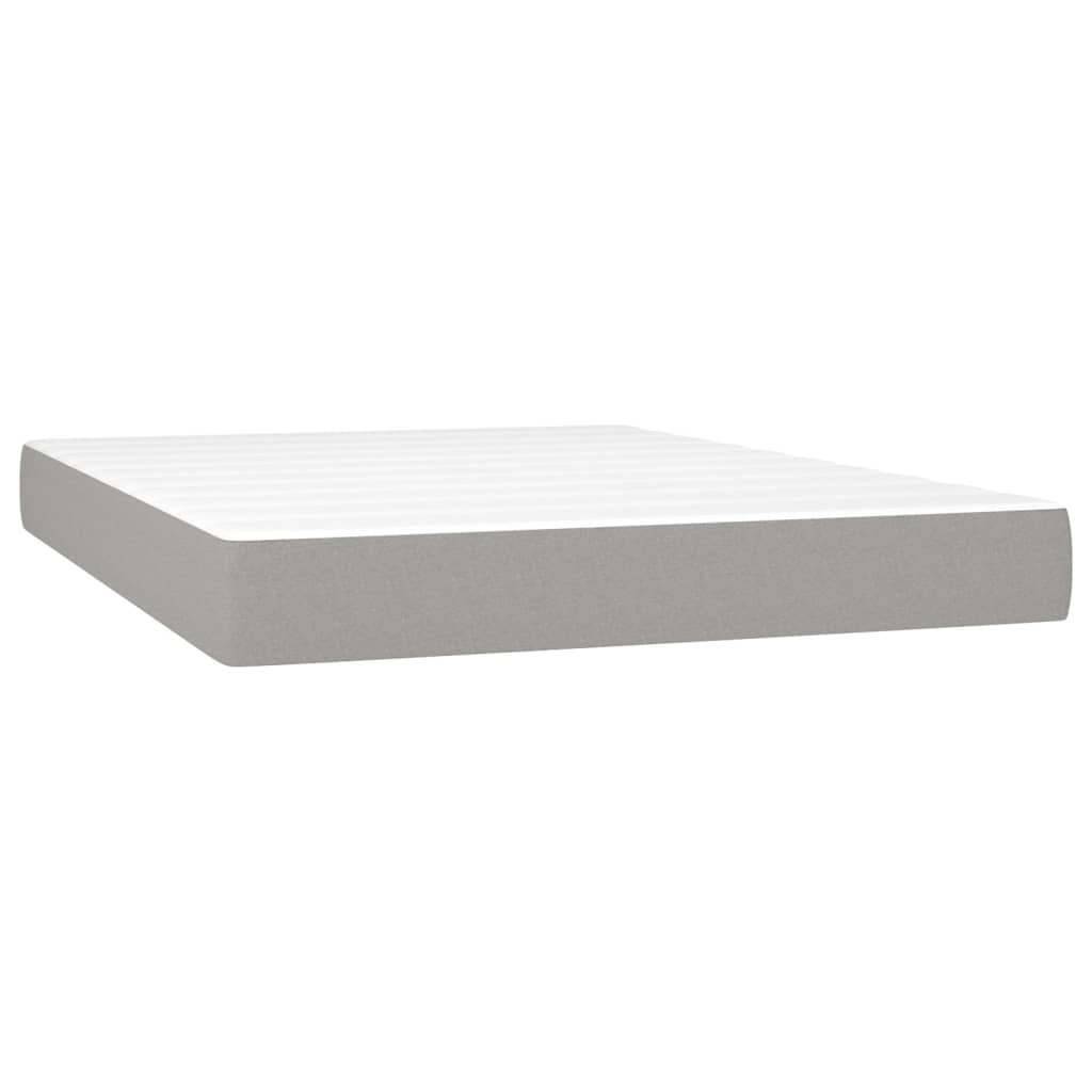 Cama Box Spring Colchón Y Luces Led Tela Gris Claro 140x190 Cm / Vetonek_5