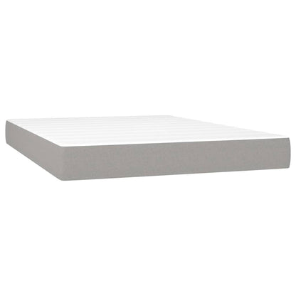 Cama Box Spring Colchón Y Luces Led Tela Gris Claro 140x190 Cm / Vetonek_5