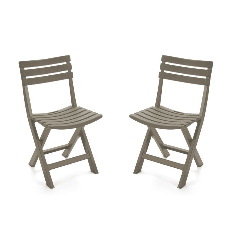 Pack 2 Sillas De Exterior Plegables Hoku Polipropileno, Taupé, 44 X 78 X 41_1