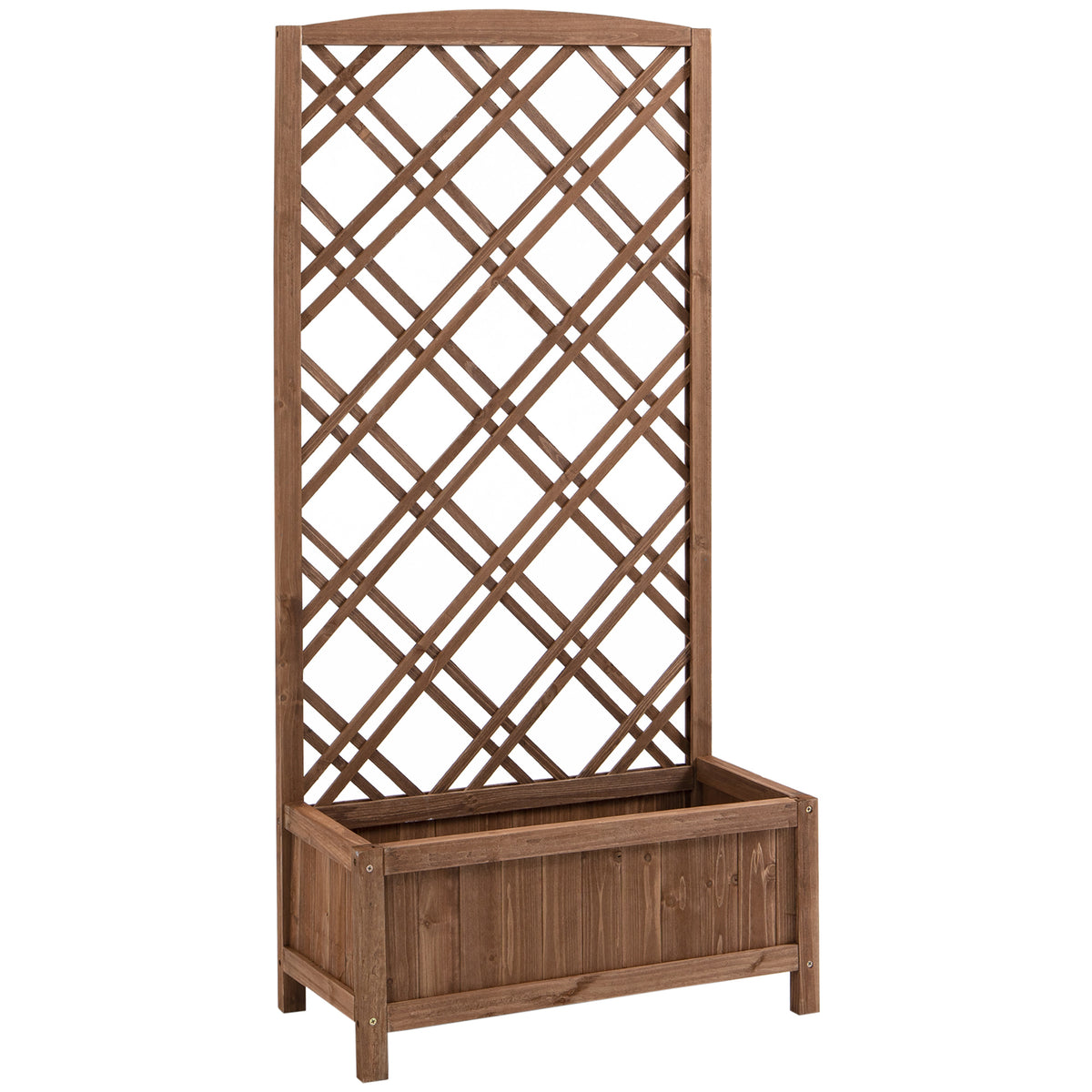 Jardinera Con Enrejado Outsunny Madera De Abeto Madera Natural 60x30x122,5 Cm_0