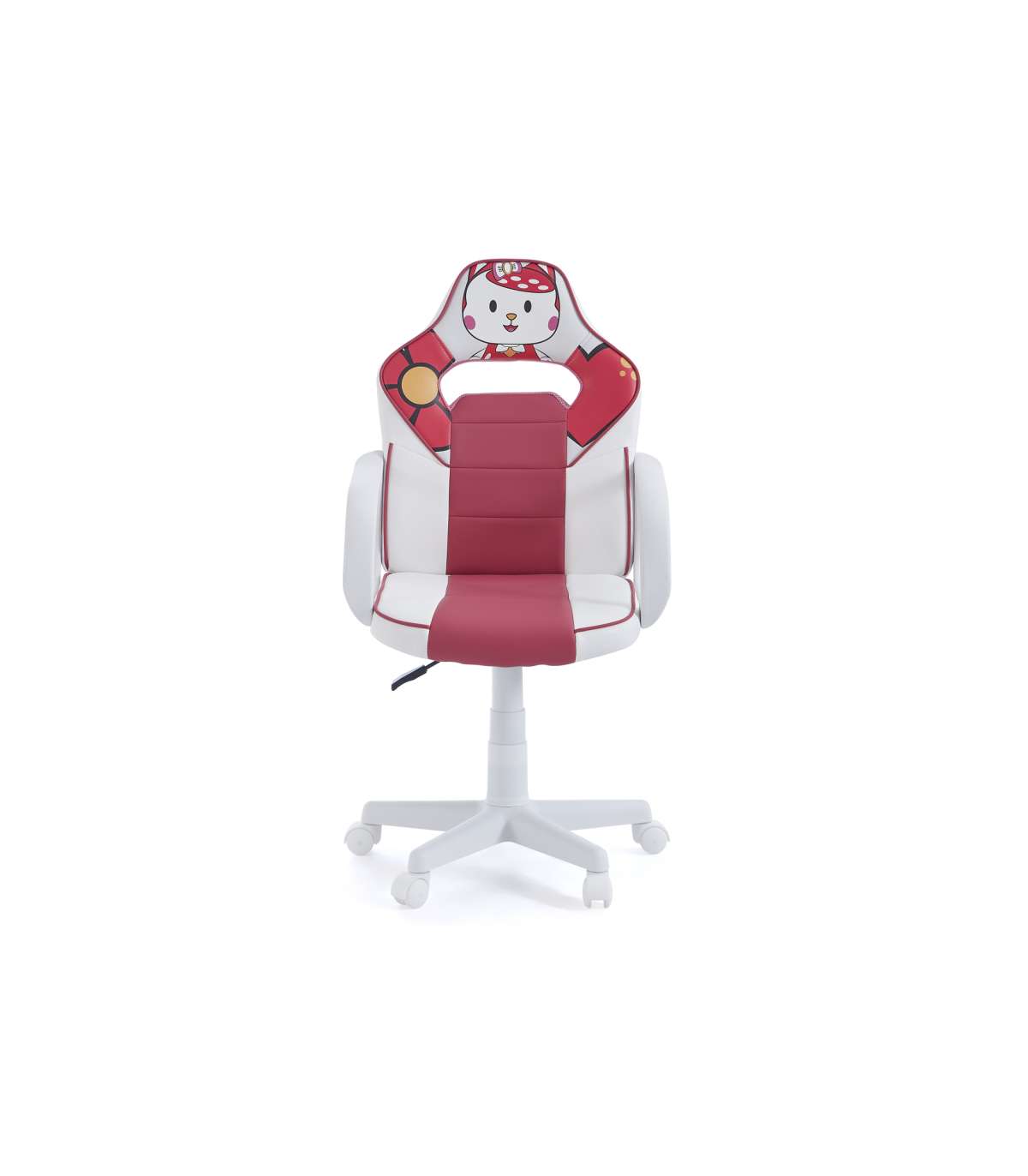 Sillon Giratorio Xtr Junior Mina Regulable En Altura En Símil Piel Blanco/rosa, 98-108 Cm_0