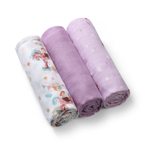 Pack 3 Muselinas Bambú Organico 70x70 Cm Lila_0