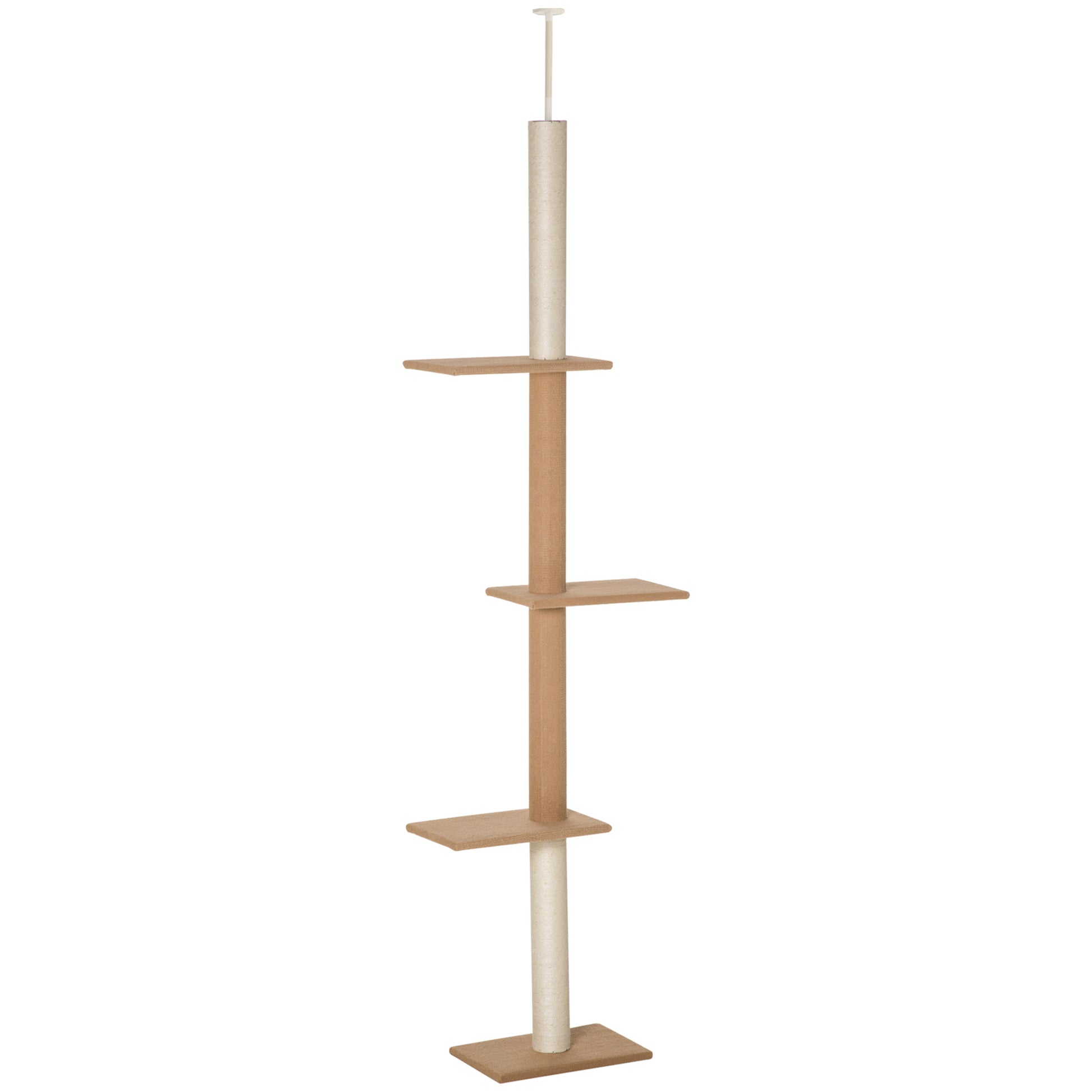 Pawhut Árbol Para Gatos Del Suelo Al Techo 43x27x228-260 Cm Con Altura Ajustable_0