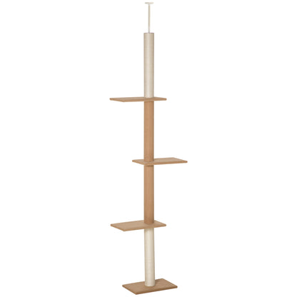 Pawhut Árbol Para Gatos Del Suelo Al Techo 43x27x228-260 Cm Con Altura Ajustable_0
