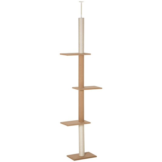 Pawhut Árbol Para Gatos Del Suelo Al Techo 43x27x228-260 Cm Con Altura Ajustable_0