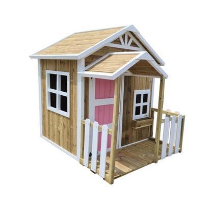 Casita Infantil De Madera Por Paneles Masgames Olden Rosa._4