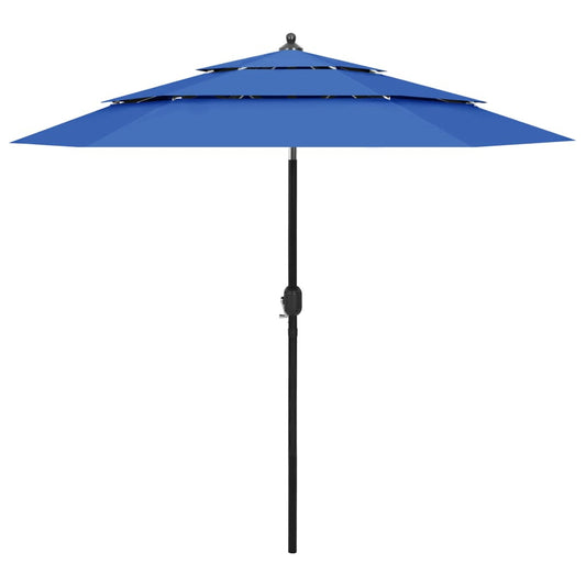 Vidaxl Sombrilla Jardín 3 Niveles Palo De Aluminio Azul Celeste 2,5 M_0
