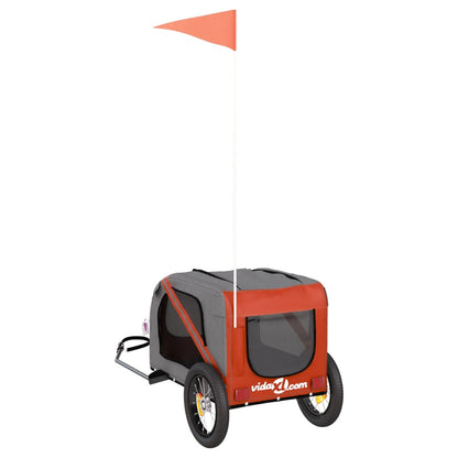 Remolque De Bicicleta Mascotas Hierro Tela Oxford Naranja Gris_5