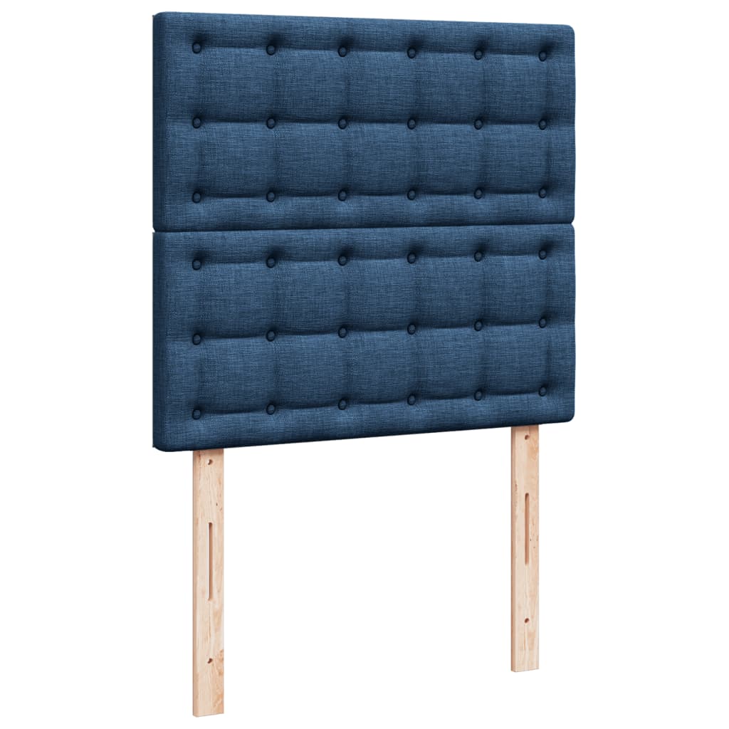 Cama Box Spring Con Colchón Tela Azul 100x200 Cm / Vetonek_5
