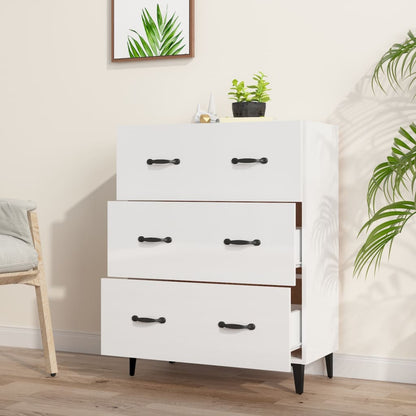 Aparador De Madera Contrachapada Blanco Brillante 69,5x34x90 Cm / Vetonek_3