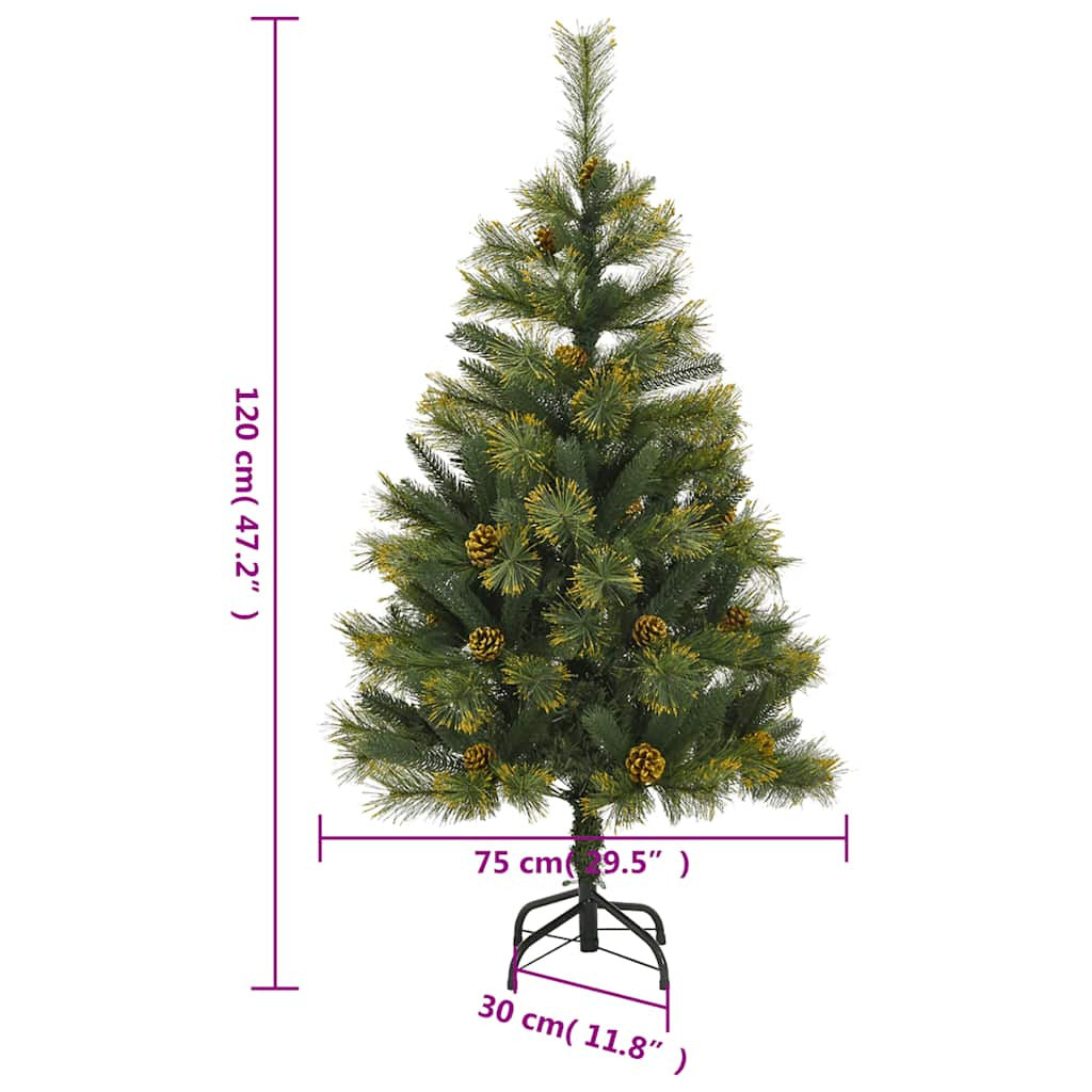Vidaxl Árbol Navidad Artificial Con Bisagras 150 Led Y Bolas 120 Cm_2