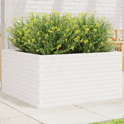 Jardinera De Madera Maciza De Pino Blanca 90x90x46 Cm_1