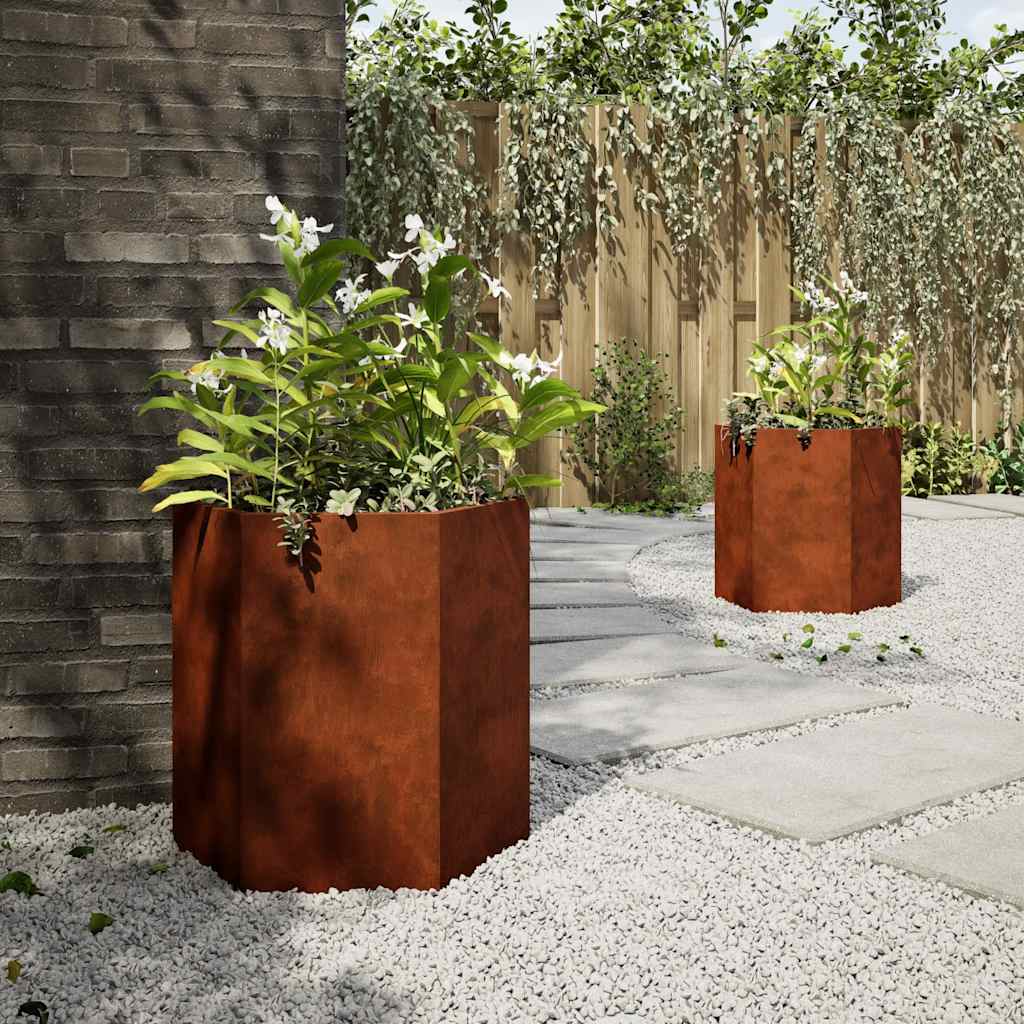 Jardineras Hexagonales 46x40x45 Cm Acero Desgastado_3