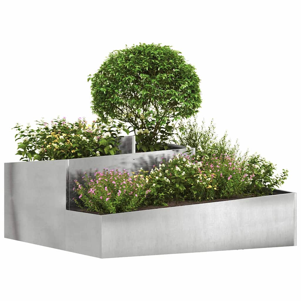 Macetero De Jardín Plateado 100 X 100 X 50 Cm Acero Inoxidable_2