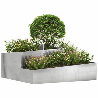 Macetero De Jardín Plateado 100 X 100 X 50 Cm Acero Inoxidable_2