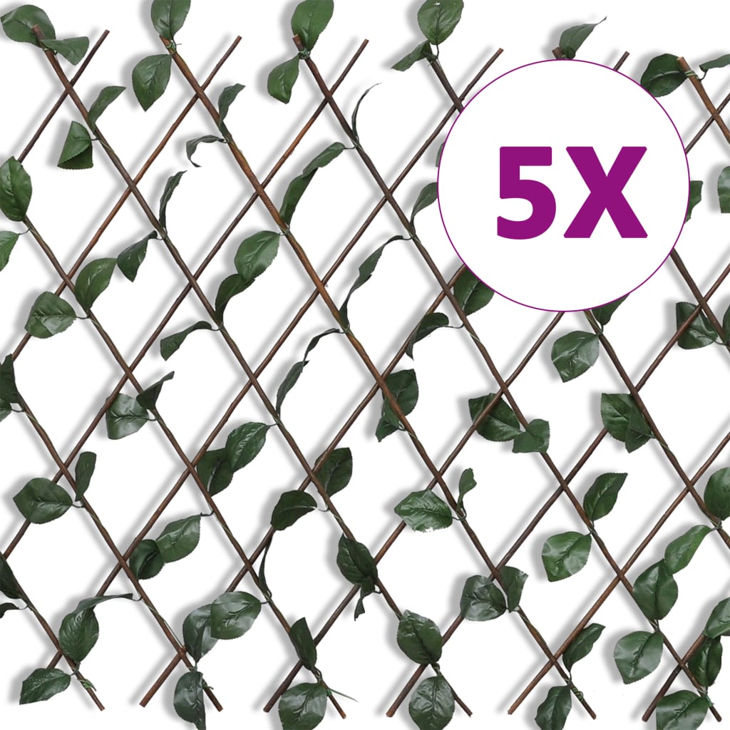 Valla Enrejada De Sauce 5 Piezas Hojas Artificiales 180x90 Cm / Vetonek_3
