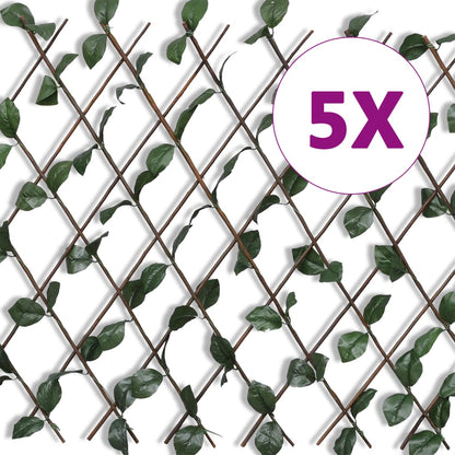 Valla Enrejada De Sauce 5 Piezas Hojas Artificiales 180x90 Cm / Vetonek_3