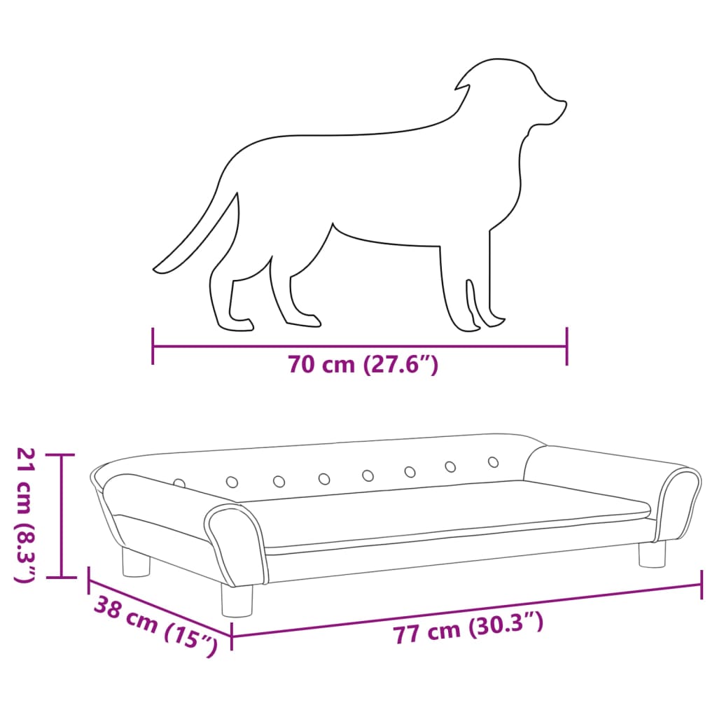 Cama Para Perros De Terciopelo Gris Claro 100x50x21 Cm / Vetonek_2