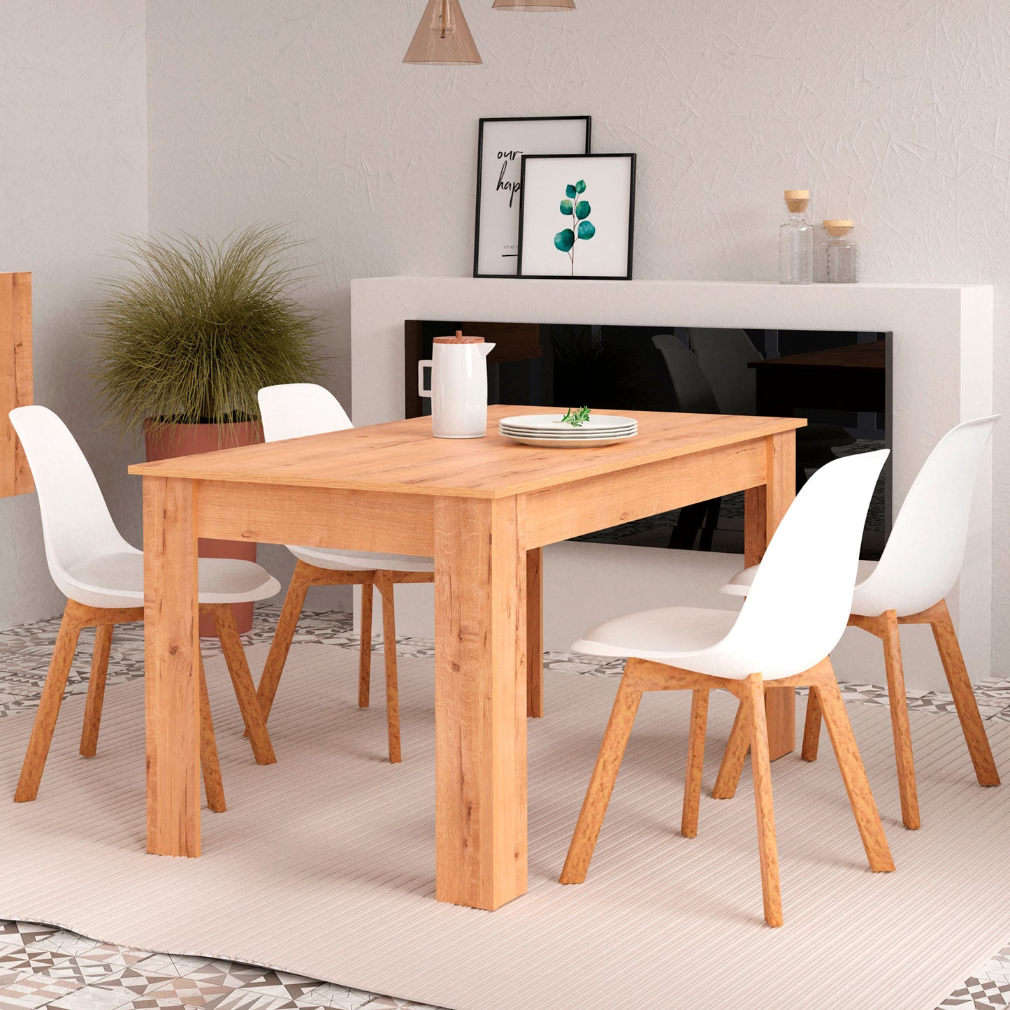 Mesa Comedor Madera, Salón O Cocina Para 4 - 6 Personas 77x140x80 Cm, Muebles Diseño Moderno, Briebe, Opal, Madera_1