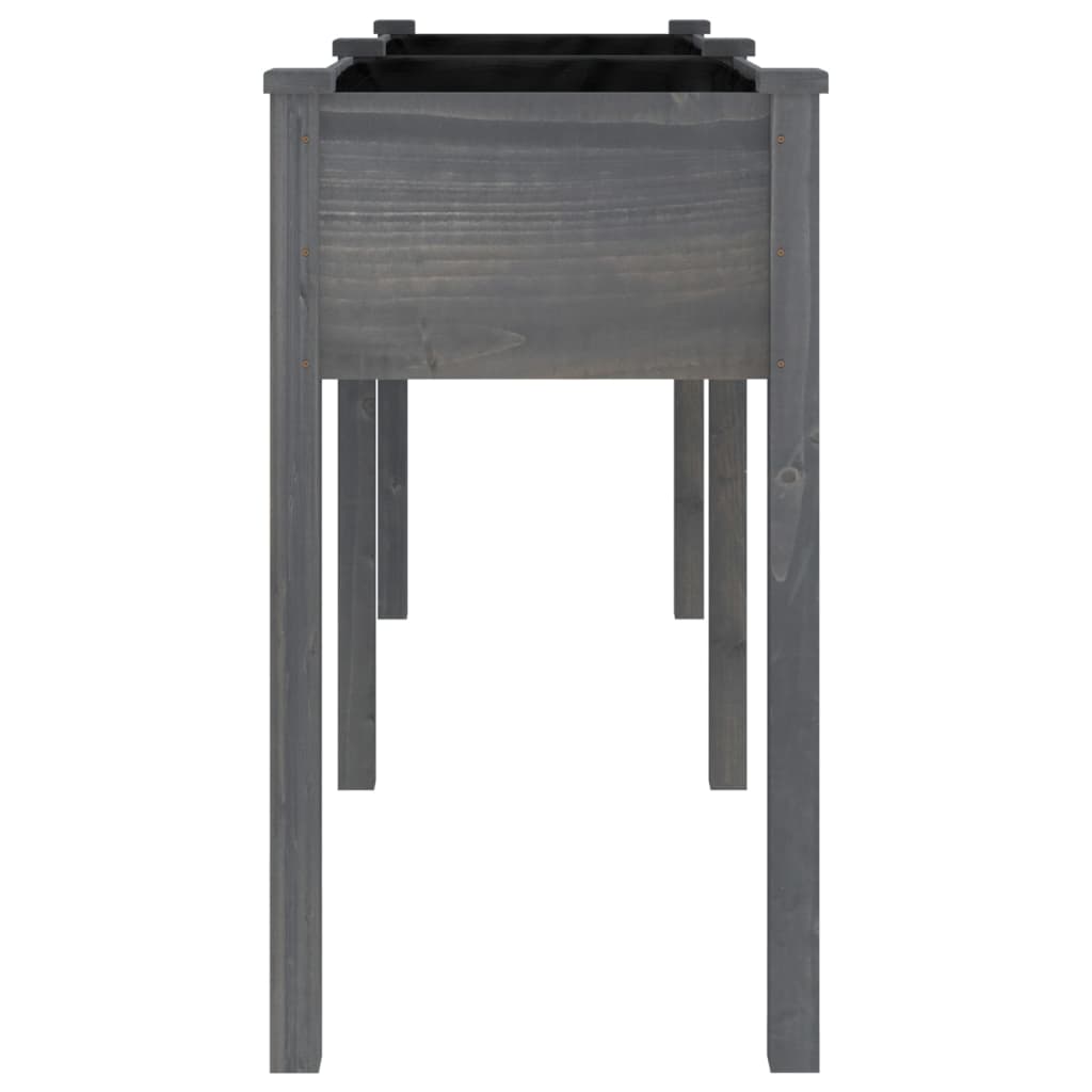 Jardinera Con Forro Madera Maciza De Abeto Gris 161x45x76 Cm_4