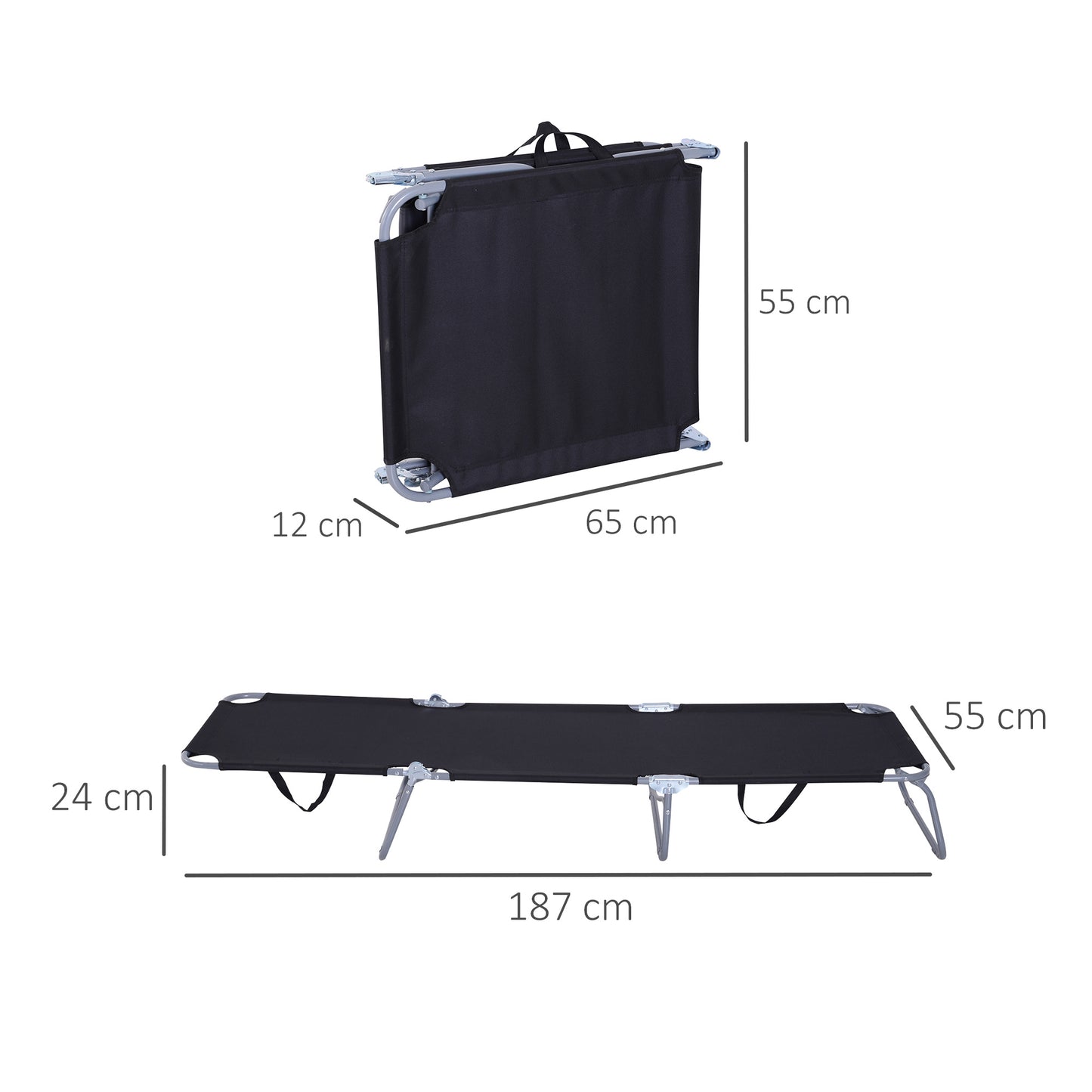 Outsunny Tumbona Plegable Respaldo Ajustable En 5 Niveles 187x55x24 Cm Negro_2