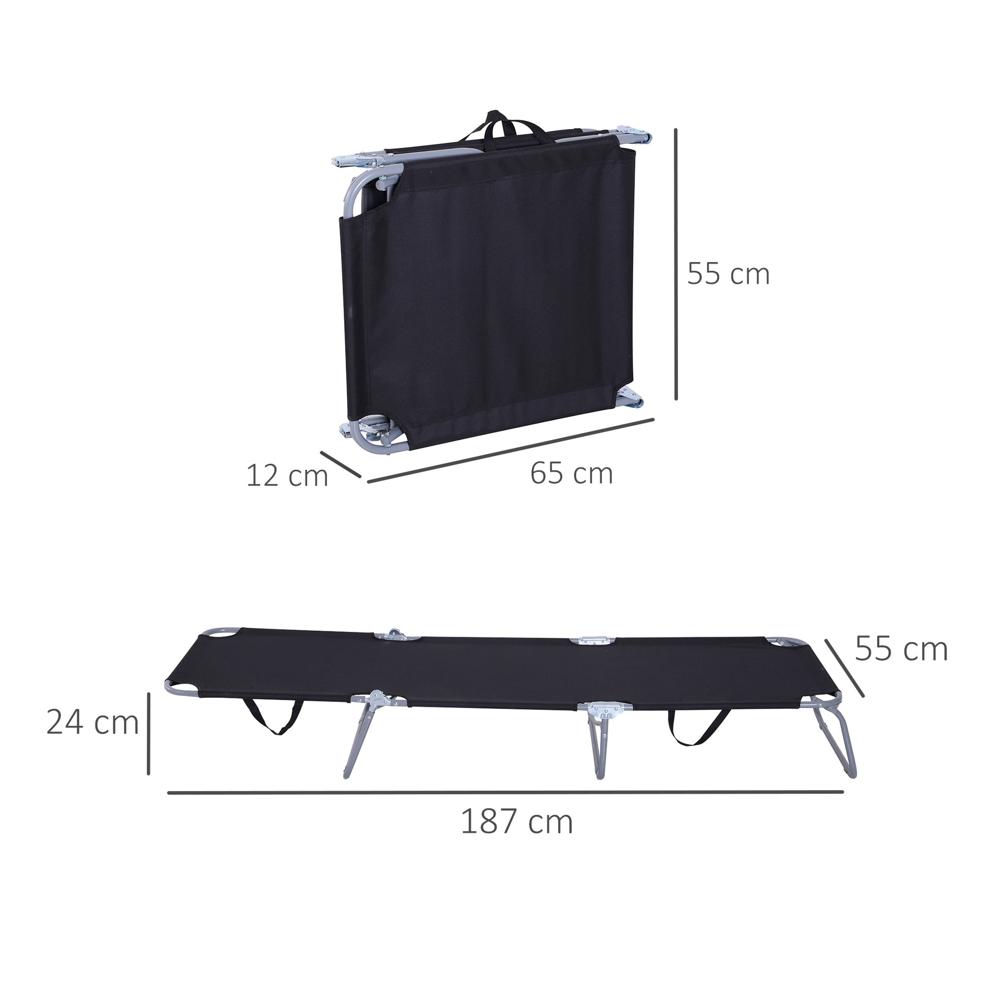 Outsunny Tumbona Plegable Respaldo Ajustable En 5 Niveles 187x55x24 Cm Negro_2