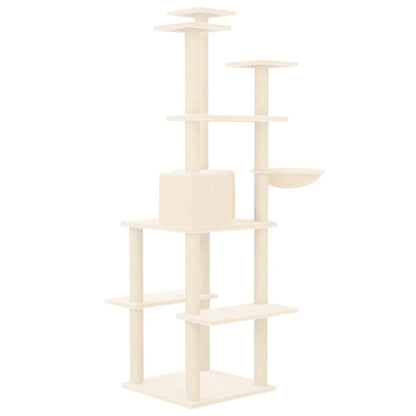 Vidaxl Rascador Para Gatos Con Postes De Sisal Color Crema 167 Cm_4