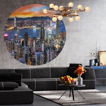 Wallart Papel Pintado De Pared Redondo Skyline By Night 190 Cm_4