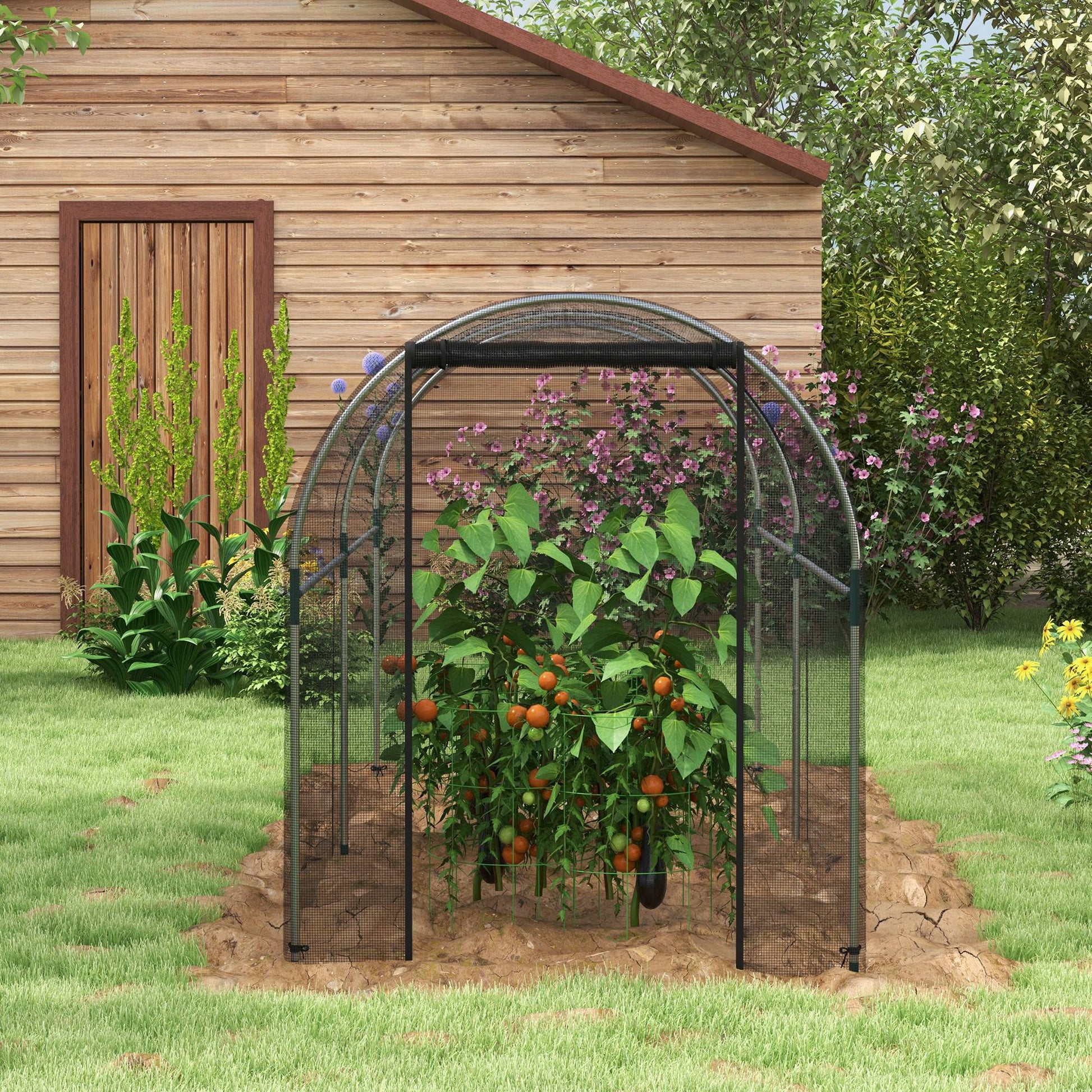 Outsunny Jaula De Protección Con Soportes Puerta 120x300x146 Cm Negro_4