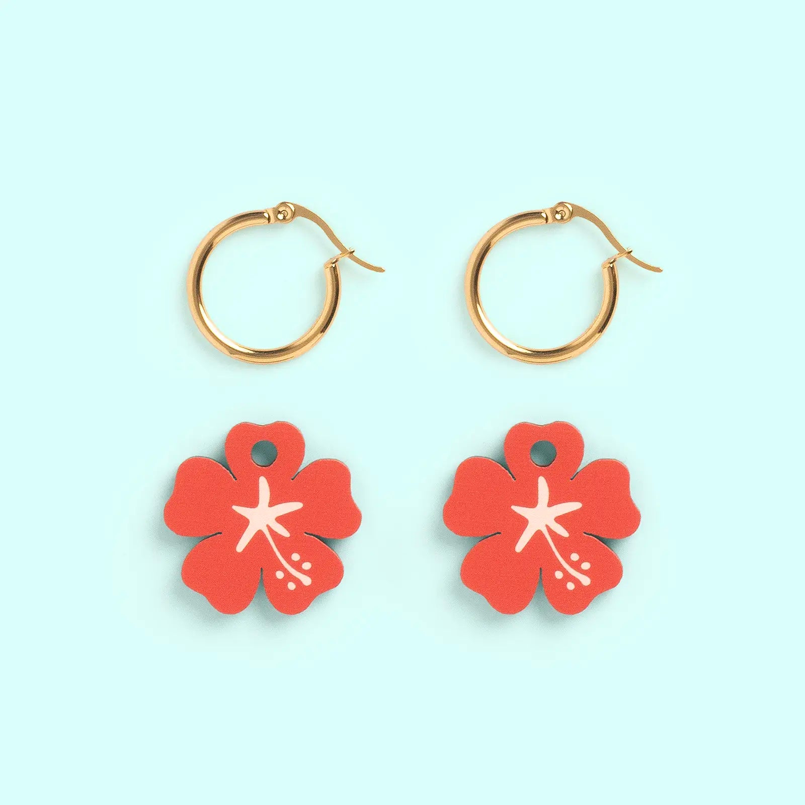 Pendientes Hibisco - Aro de Acero Quirúrgico y Bañado en Oro de 18k - Nature Vibes_2