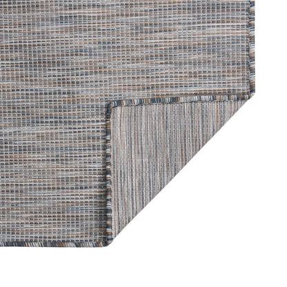 Alfombra De Exterior De Tejido Plano Marrón Y Azul 120x170 Cm / Vetonek_4