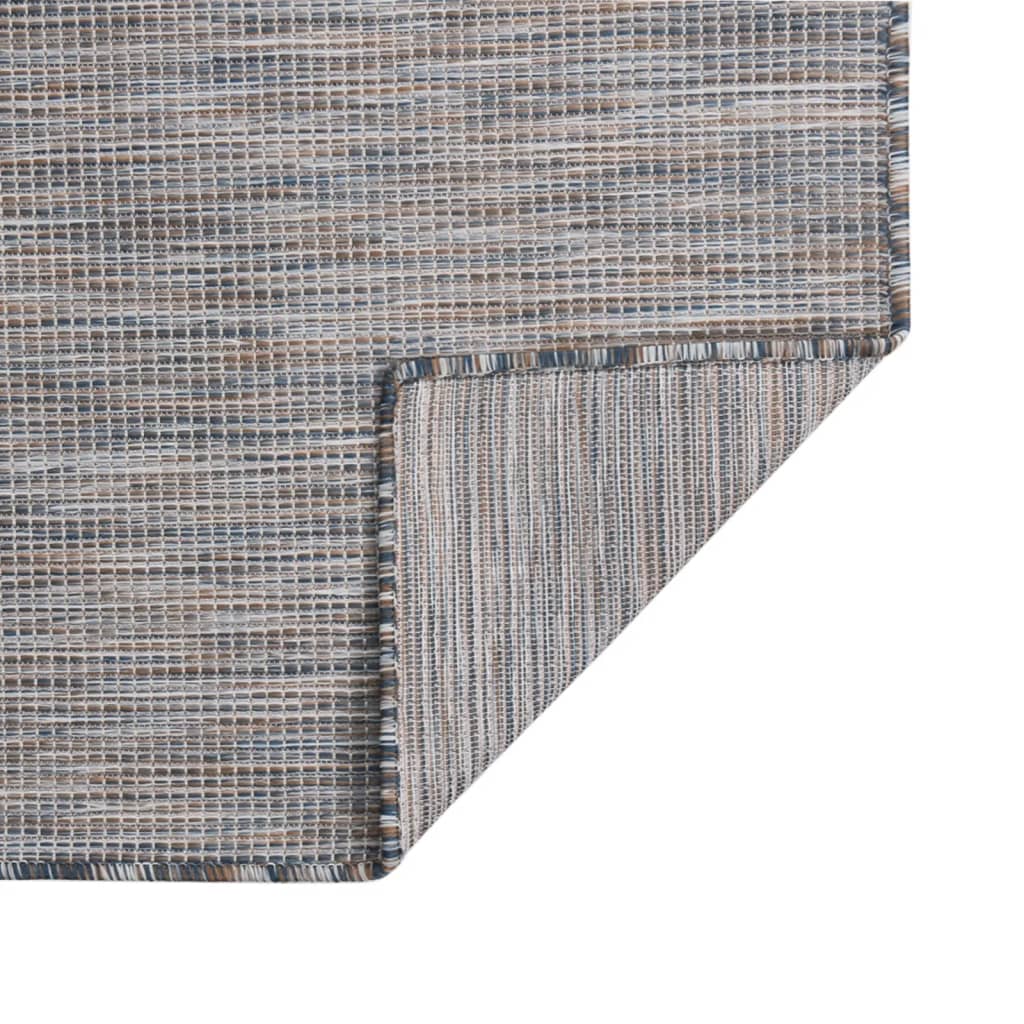 Alfombra De Exterior De Tejido Plano Marrón Y Azul 140x200 Cm / Vetonek_5