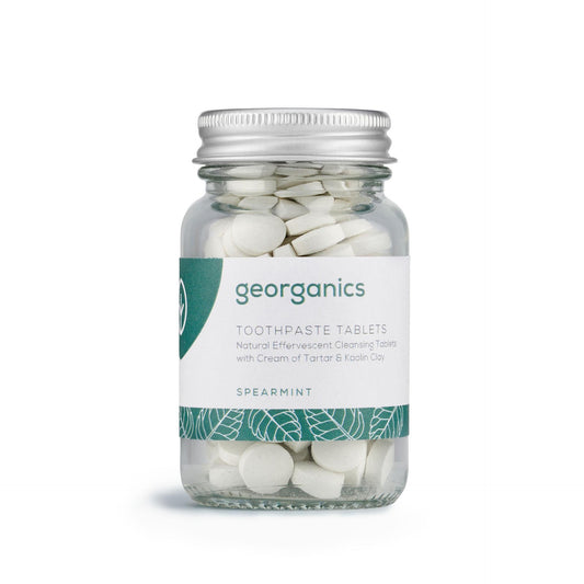 Comprimidos de pasta de dentes com sabor a hortelã-pimenta natural da Georganics