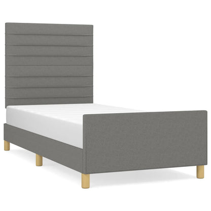 Estructura De Cama Con Cabecero De Tela Gris Oscuro 90x200 Cm / Vetonek_0