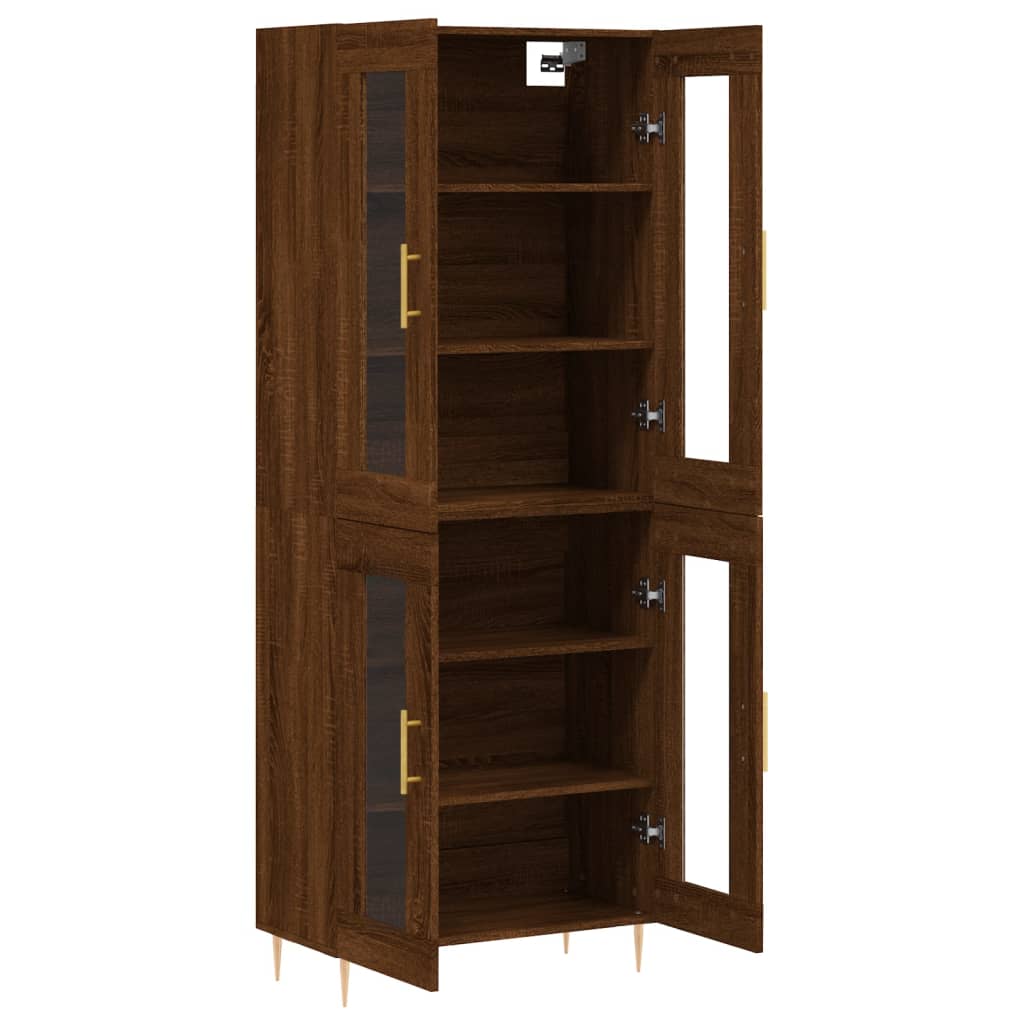 Aparador Alto Madera Contrachapada Marrón Roble 69,5x34x180 Cm_3