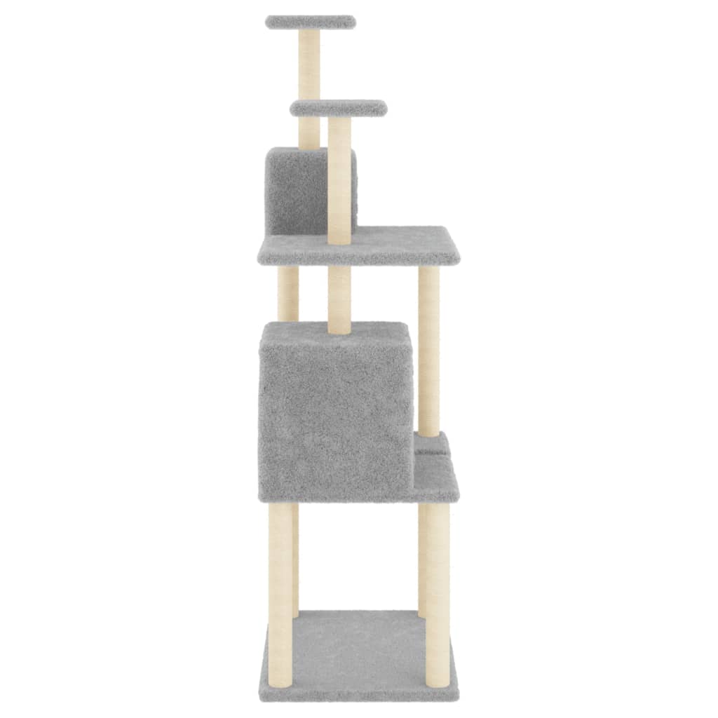 Rascador Para Gatos Con Postes De Sisal Gris Claro 167 Cm_3