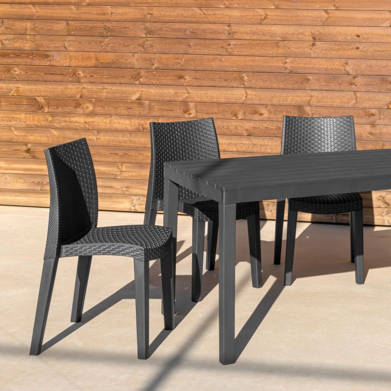 Pack 4 Sillas De Exterior Bay Apilables, Polipropileno, Antracita, 55 X 86 X 48_4