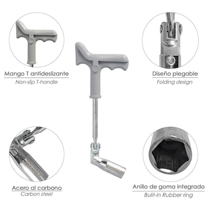 Llave Bujias Articulada 21 Mm. Con Mango T