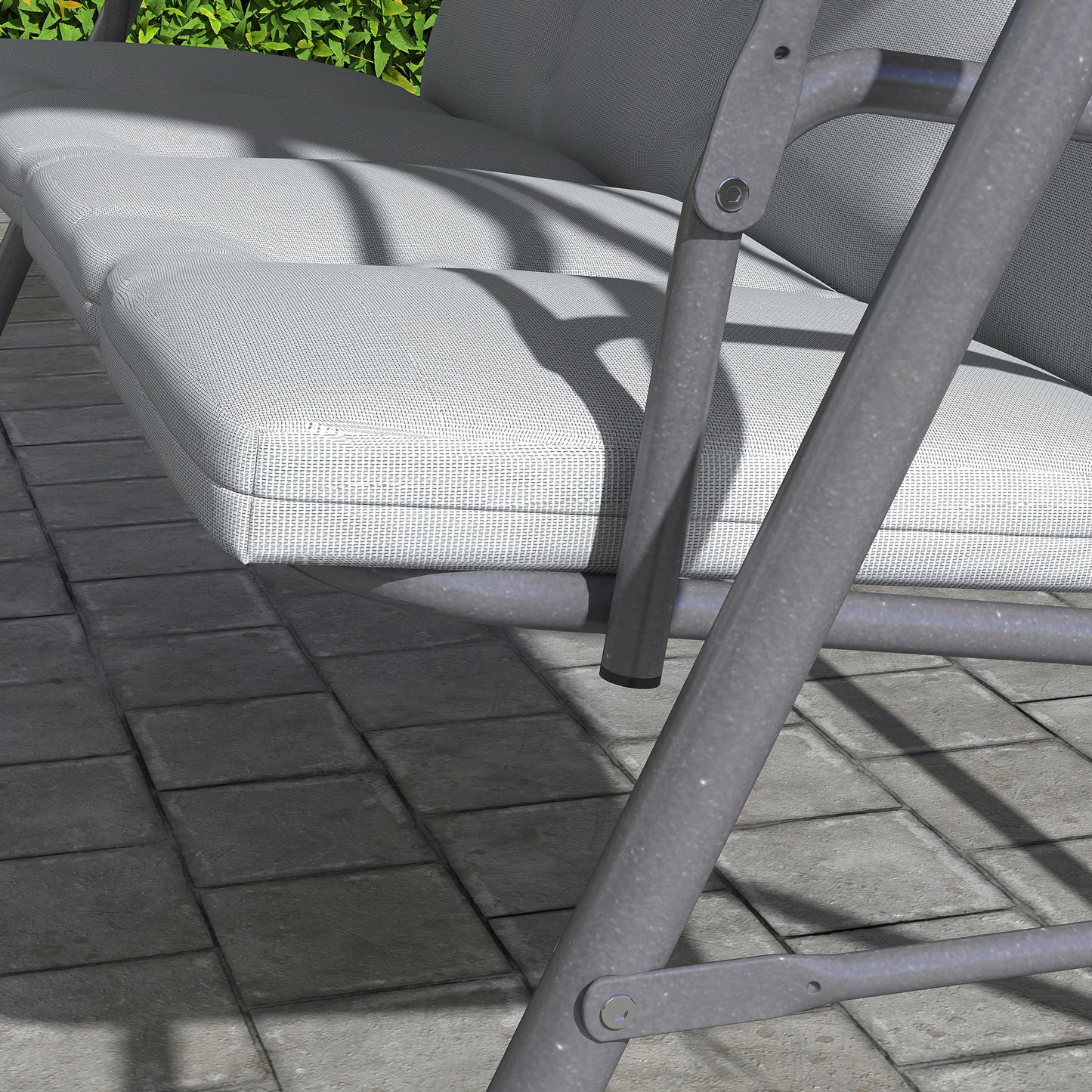 Outsunny Columpio De Jardín De 3 Plazas Con Techo Ajustable 172x110x156 Cm Gris_4