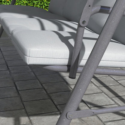Outsunny Columpio De Jardín De 3 Plazas Con Techo Ajustable 172x110x156 Cm Gris_4