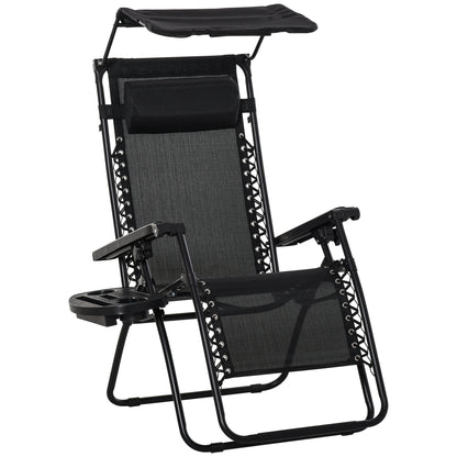 Outsunny Tumbona De Gravedad Cero Con Toldo Plegable Bandeja Portavasos_0