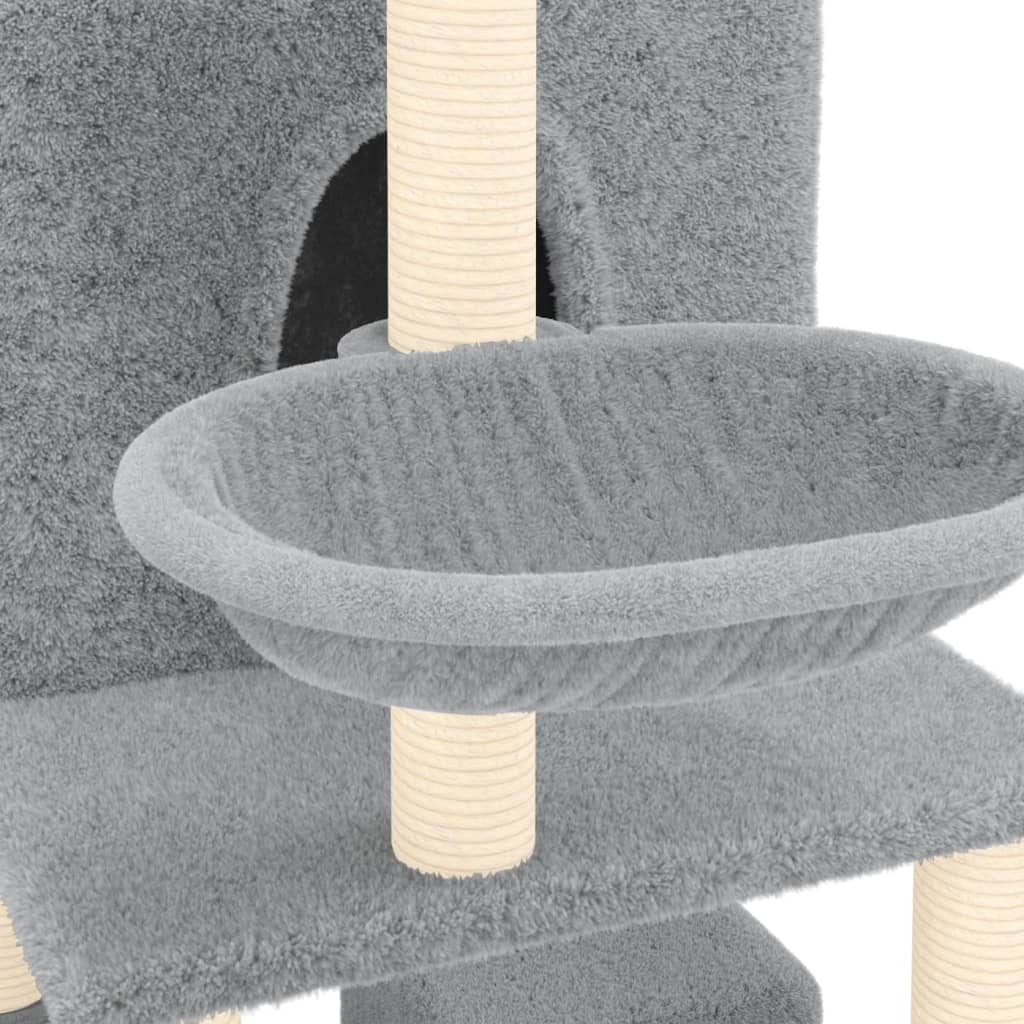 Rascador Para Gatos Con Postes De Sisal Gris Claro 180 Cm_5