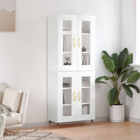 Aparador Alto Madera Contrachapada Blanco 69,5x34x180 Cm_0