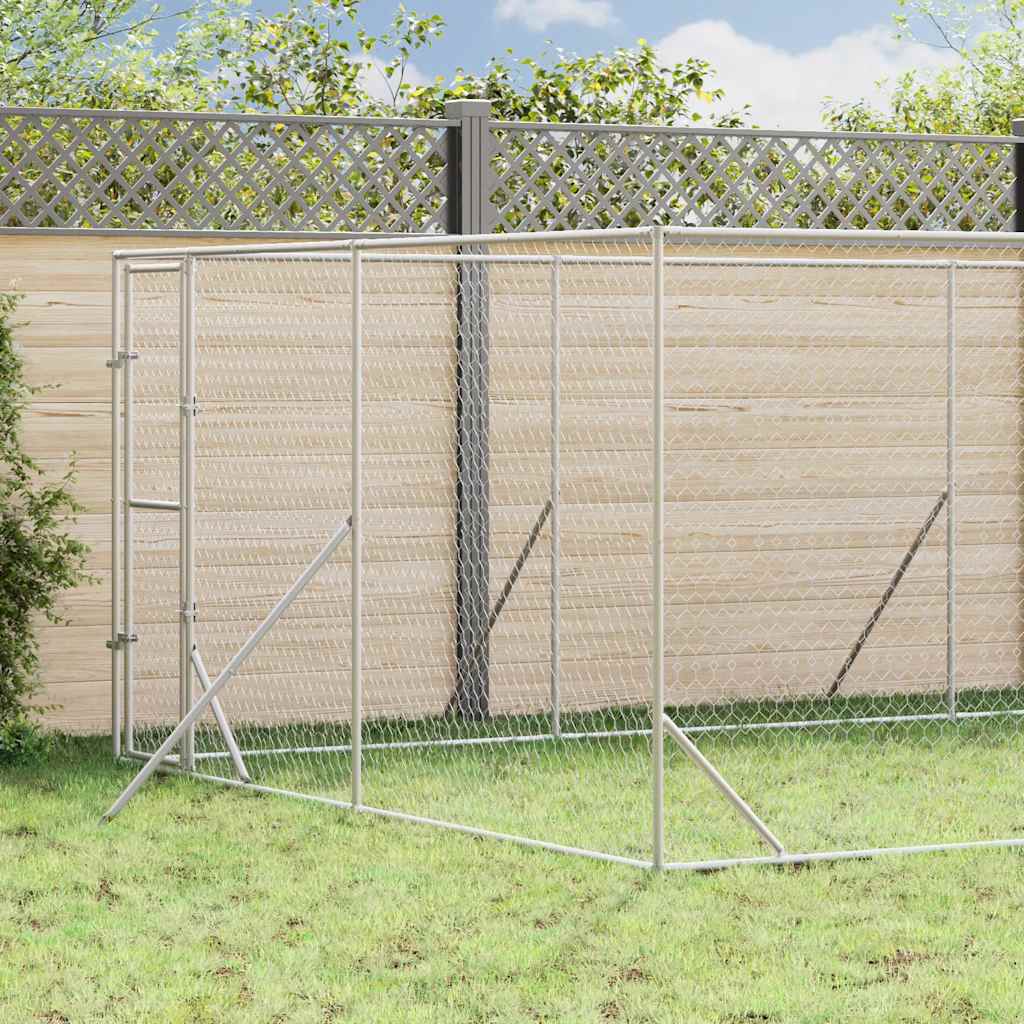 Perrera De Exterior Acero Galvanizado Plateado 4x8x2 M_1